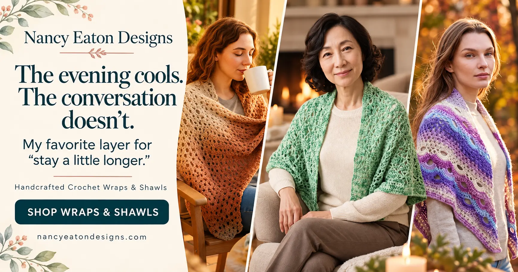 Elegant Handcrafted Crochet Wraps for Cool Evenings - Nancy Eaton Designs